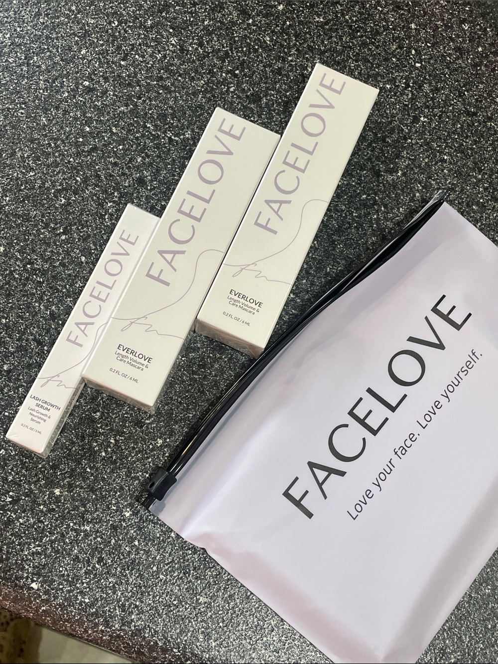 New sealed FaceLove lot Everlove lash grow Serum & 2 black length volume mascara
